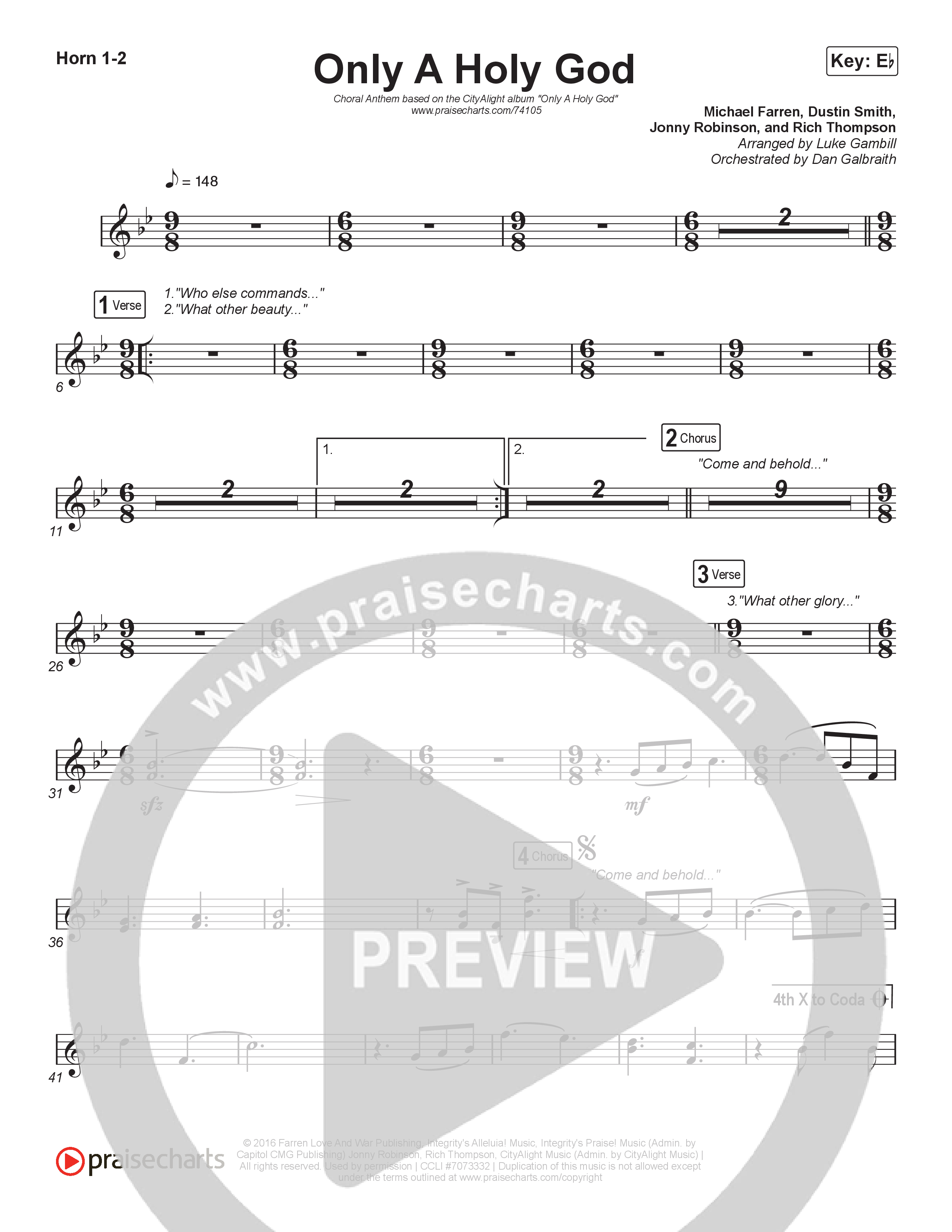 Only A Holy God (Choral Anthem SATB) Brass Pack (CityAlight / Arr. Luke Gambill)