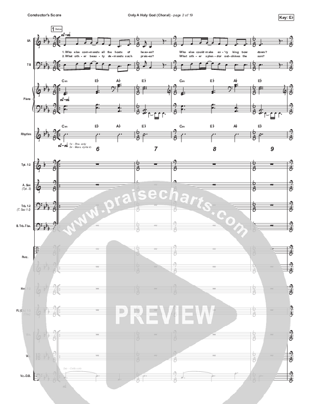 Only A Holy God (Choral Anthem SATB) Conductor's Score (CityAlight / Arr. Luke Gambill)