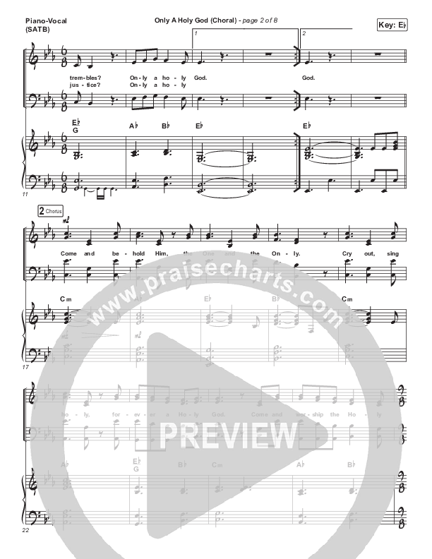 Only A Holy God (Choral Anthem SATB) Piano/Vocal Pack (CityAlight / Arr. Luke Gambill)