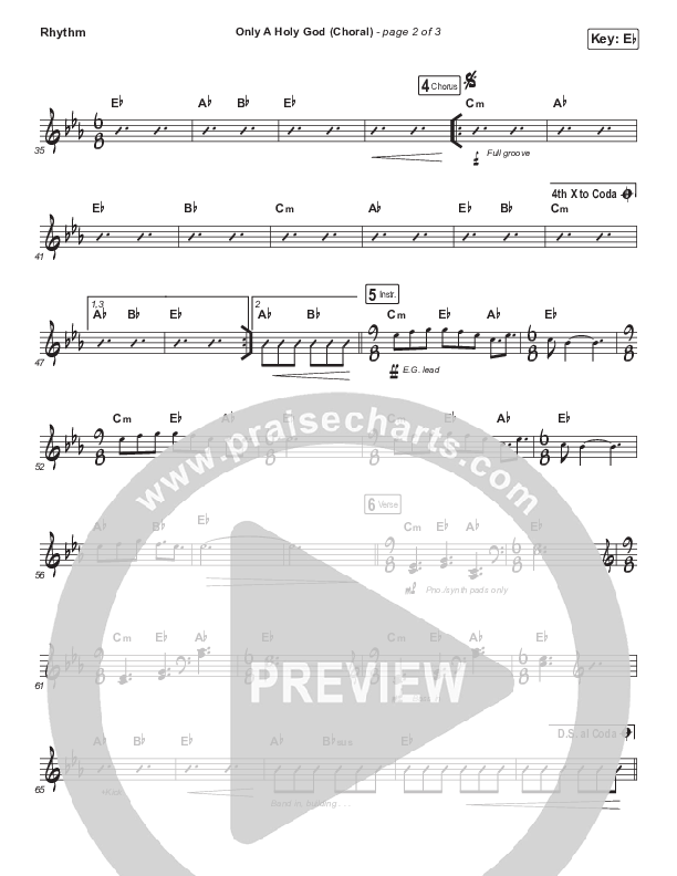 Only A Holy God (Choral Anthem SATB) Rhythm Chart (CityAlight / Arr. Luke Gambill)