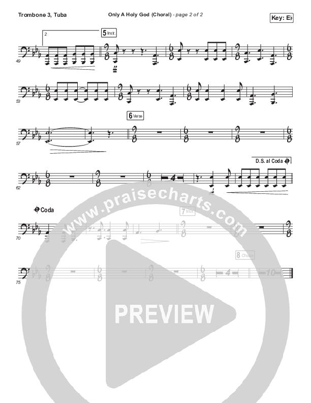 Only A Holy God (Choral Anthem SATB) Trombone 3/Tuba (CityAlight / Arr. Luke Gambill)