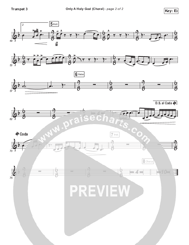 Only A Holy God (Choral Anthem SATB) Trumpet 3 (CityAlight / Arr. Luke Gambill)