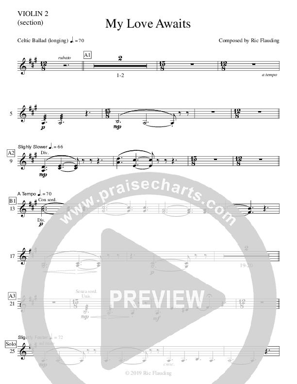 My Love Awaits (Instrumental) Violin 2 (Ric Flauding)