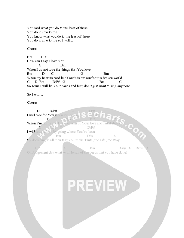 To The Least Of These Chord Chart (Matt Papa)
