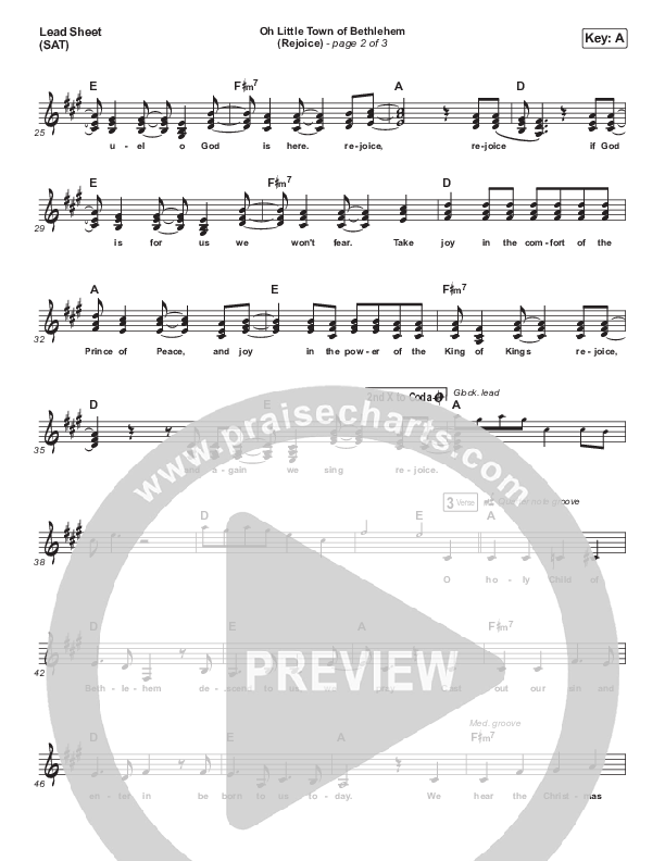 Oh Little Town of Bethlehem (Rejoice) Lead Sheet (SAT) (Tim Timmons)