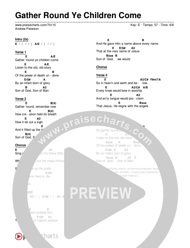 Gather Round Ye Children Come Chords & Lyrics (Andrew Peterson)