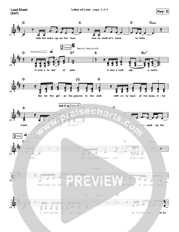 Labor Of Love Lead Sheet (SAT) (Andrew Peterson)
