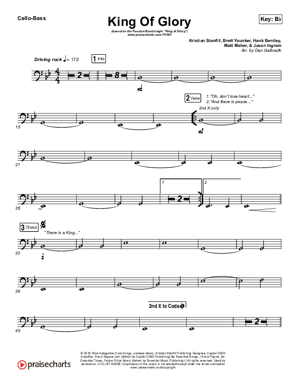 King Of Glory (Live) Cello/Bass (Passion)