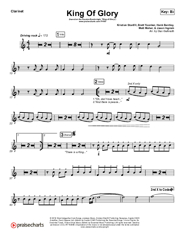 King Of Glory (Live) Clarinet (Passion)