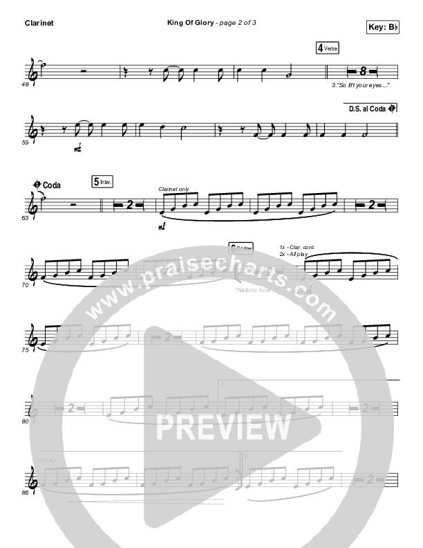 King Of Glory (Live) Clarinet (Passion)