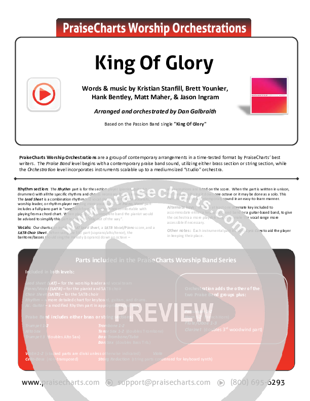 King Of Glory (Live) Cover Sheet (Passion)