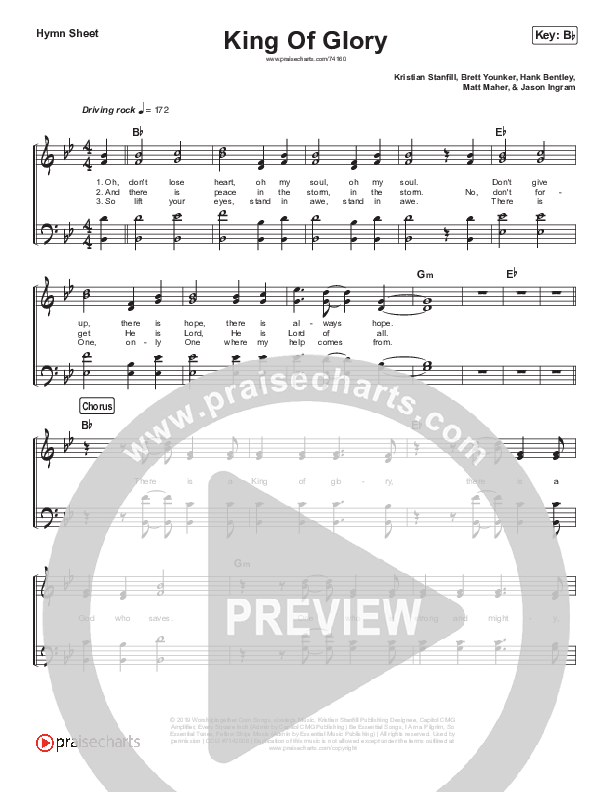 King Of Glory (Live) Hymn Sheet (Passion)