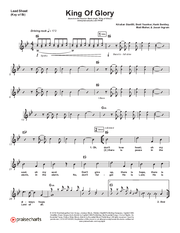 King Of Glory (Live) Lead Sheet (Melody) (Passion)
