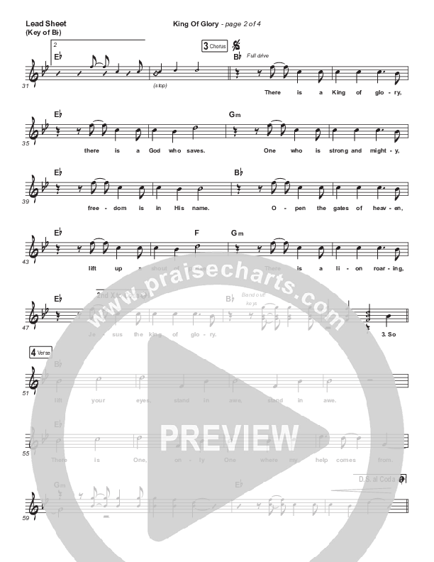 King Of Glory (Live) Lead Sheet (Melody) (Passion)