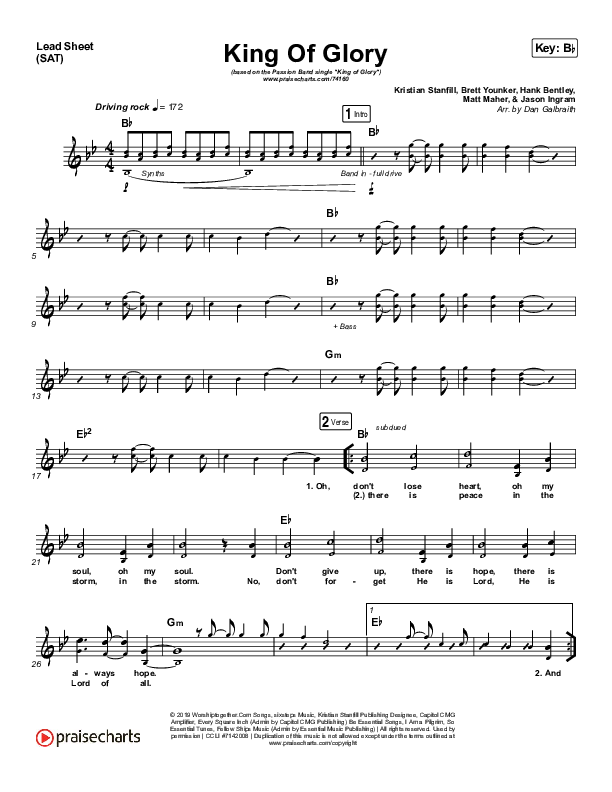 King Of Glory (Live) Lead Sheet (SAT) (Passion)