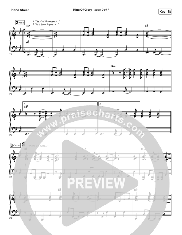 King Of Glory (Live) Piano Sheet (Passion)