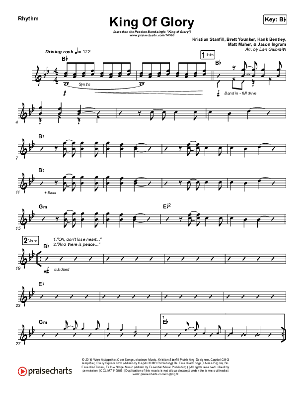 King Of Glory (Live) Rhythm Chart (Passion)