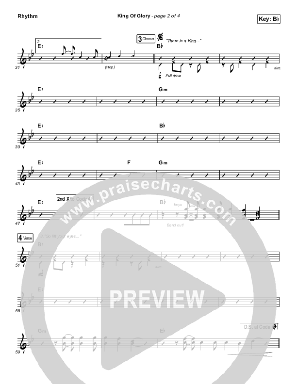 King Of Glory (Live) Rhythm Chart (Passion)