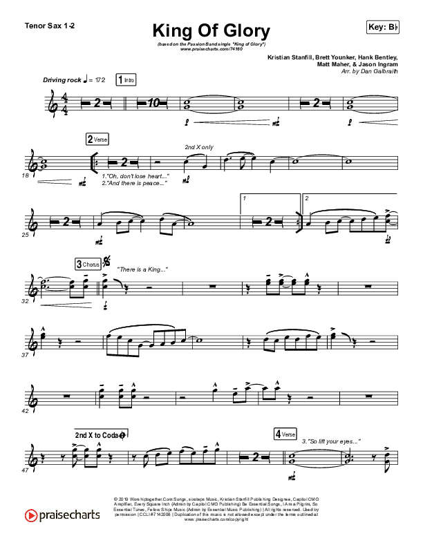 King Of Glory (Live) Tenor Sax 1/2 (Passion)