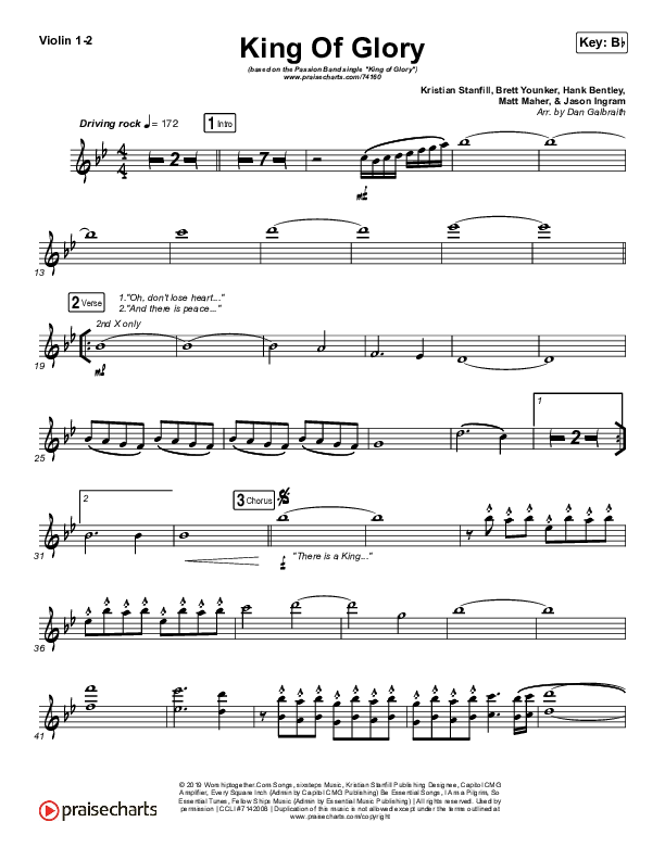 King Of Glory (Live) Violin 1/2 (Passion)