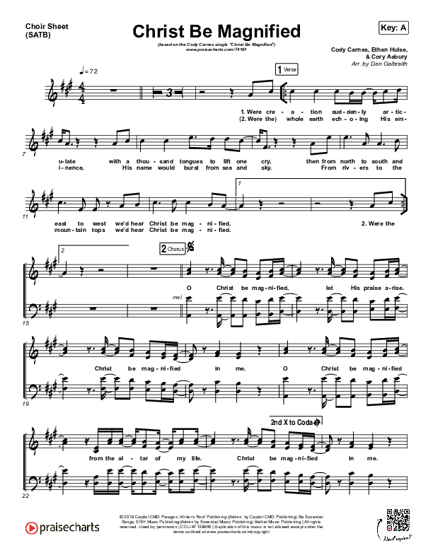Christ Be Magnified Choir Sheet (SATB) (Cody Carnes)