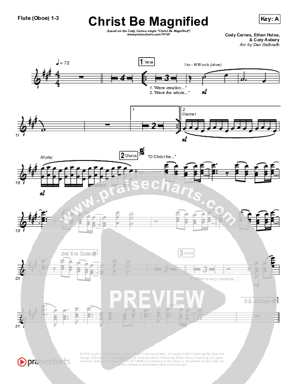 Christ Be Magnified Flute/Oboe 1/2/3 (Cody Carnes)