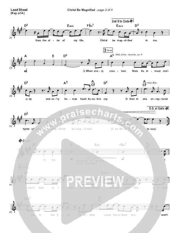 Christ Be Magnified Lead Sheet (Melody) (Cody Carnes)