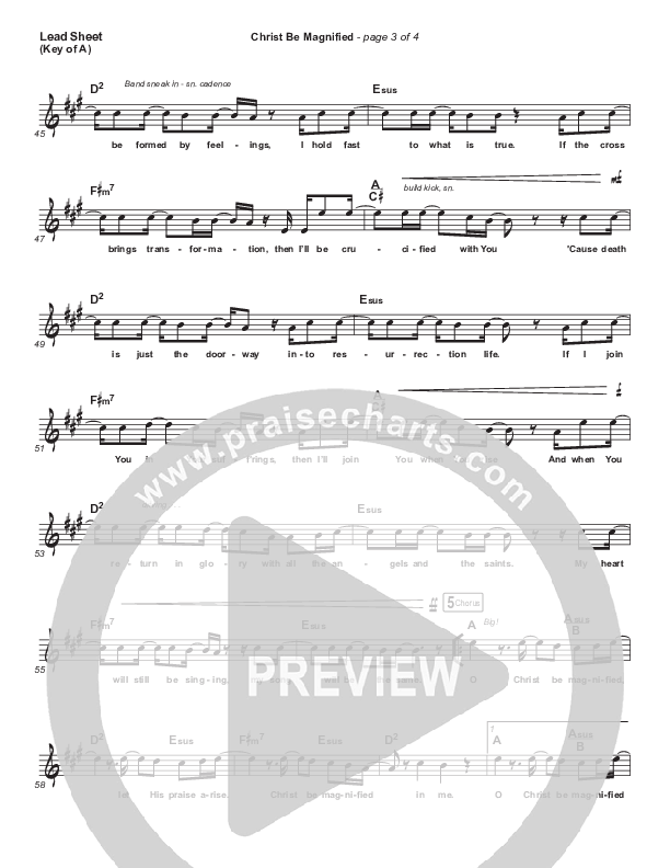 Christ Be Magnified Lead Sheet (Melody) (Cody Carnes)
