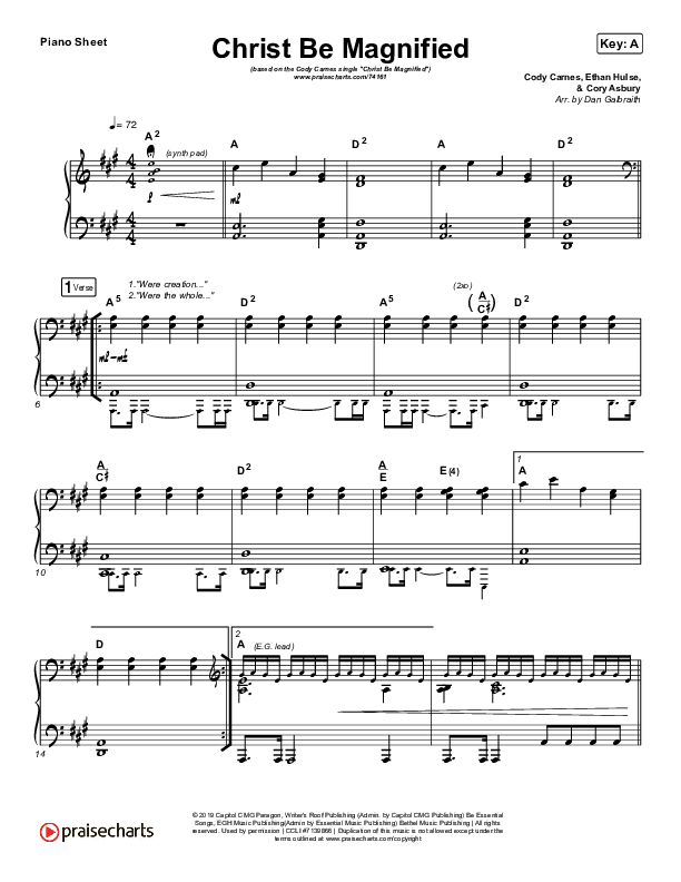 Christ Be Magnified Piano Sheet (Cody Carnes)
