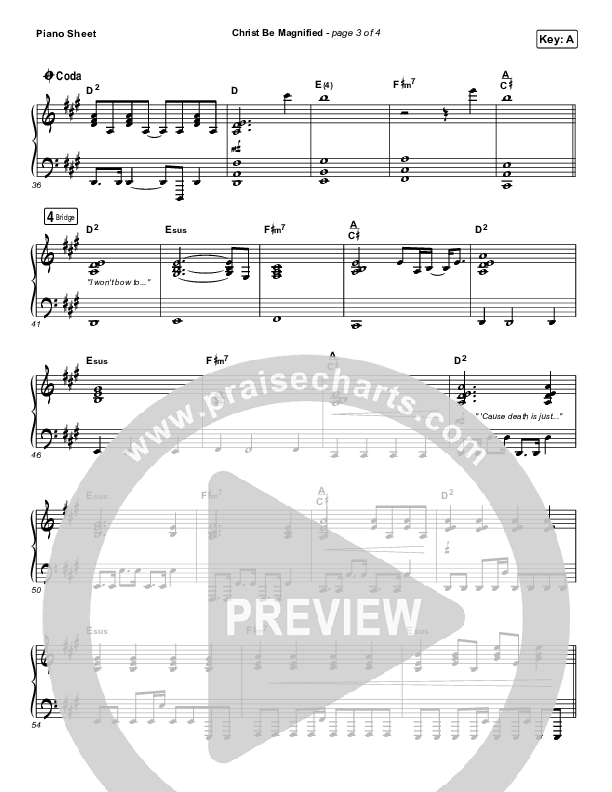 Christ Be Magnified Piano Sheet (Cody Carnes)