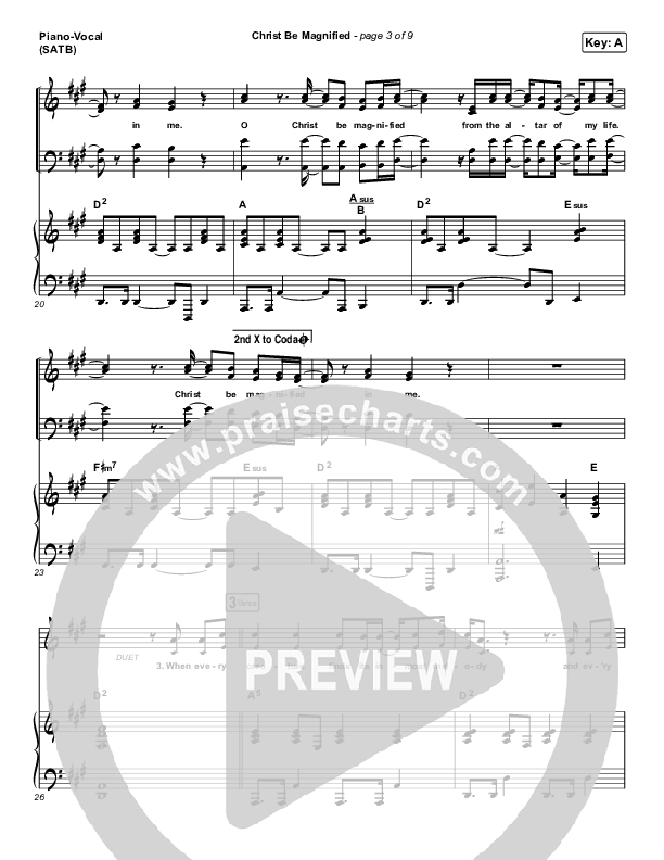 Christ Be Magnified Piano/Vocal (SATB) (Cody Carnes)