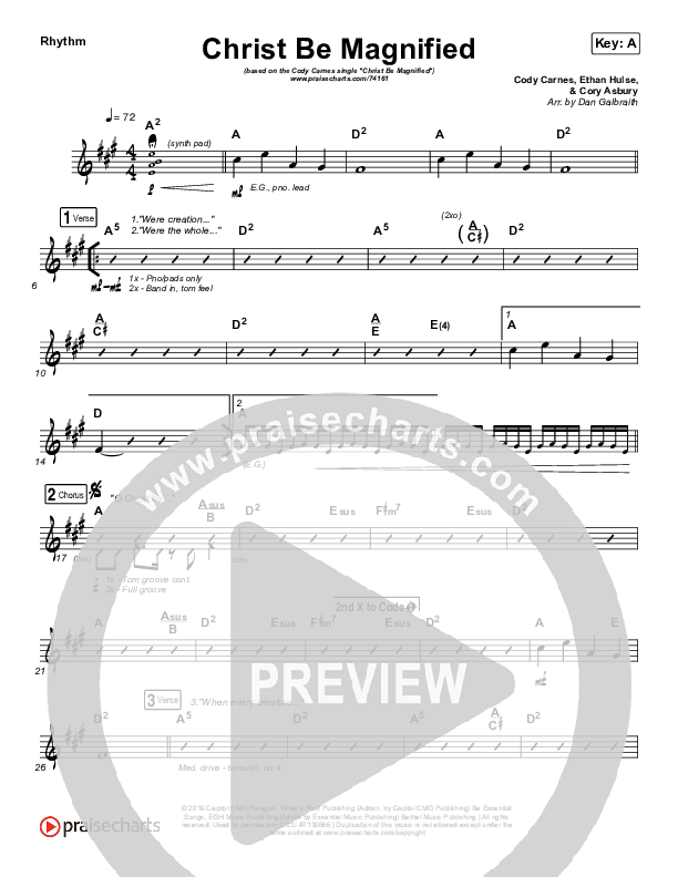 Christ Be Magnified Rhythm Chart (Cody Carnes)