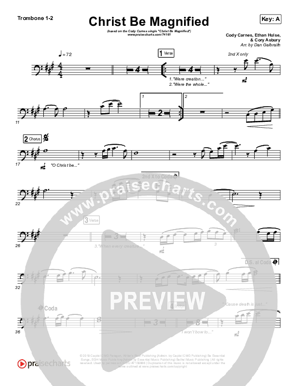 Christ Be Magnified Trombone 1/2 (Cody Carnes)