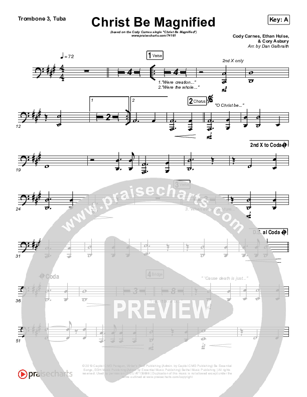 Christ Be Magnified Trombone 3/Tuba (Cody Carnes)