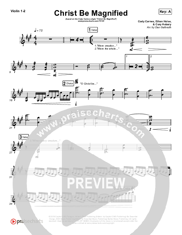 Christ Be Magnified Violin 1/2 (Cody Carnes)