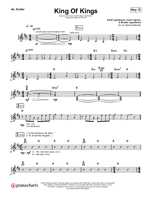 King Of Kings Acoustic Guitar Sheet Music PDF (Travis Cottrell / Lily Cottrell) PraiseCharts