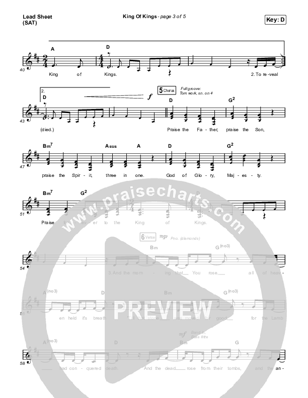 King Of Kings Lead Sheet (SAT) (Travis Cottrell / Lily Cottrell)