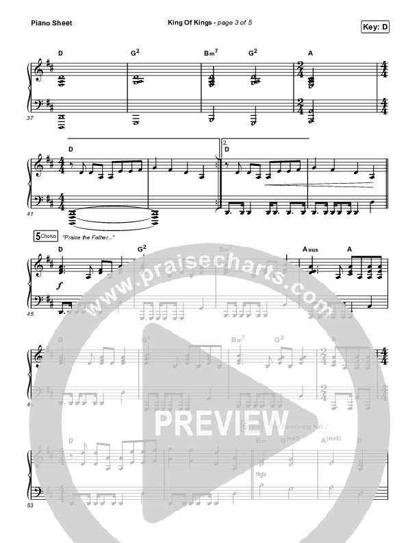 King Of Kings Piano Sheet (Travis Cottrell / Lily Cottrell)