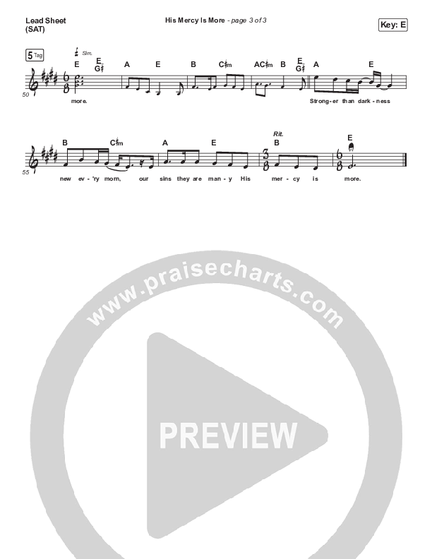 His Mercy Is More Lead Sheet (SAT) (Travis Cottrell)