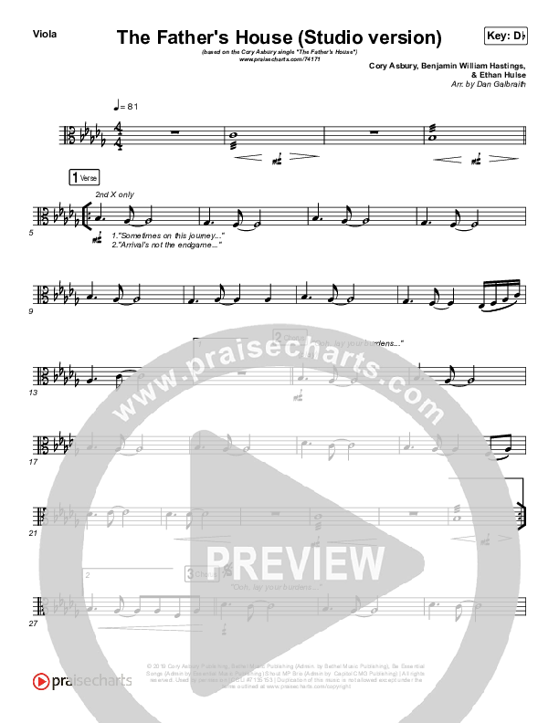 The Father's House (Studio) Viola (Cory Asbury)