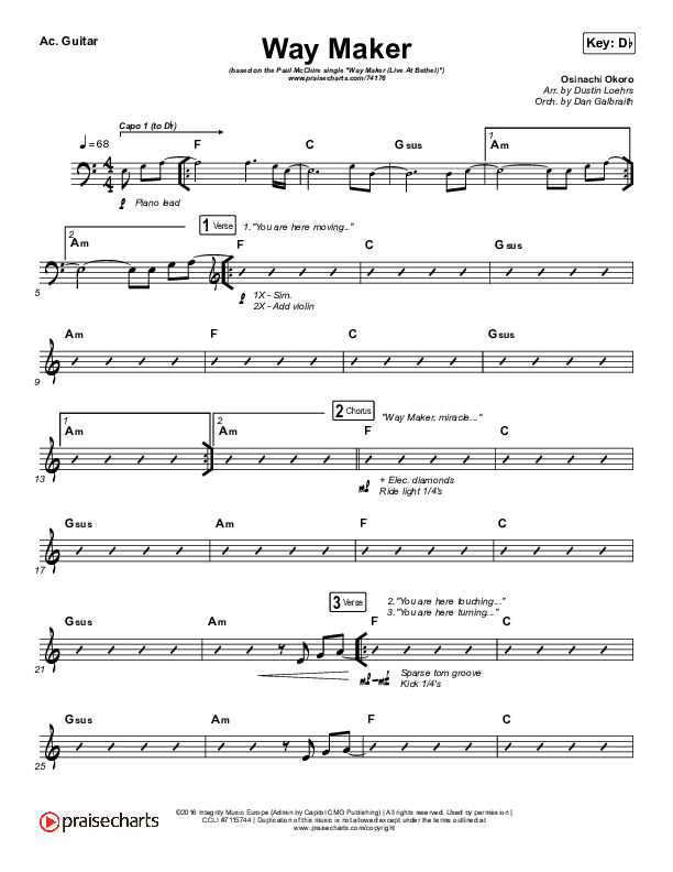 Way Maker (Live At Bethel) Sheet Music PDF (Paul McClure / Hannah McClure /  The McClures) - PraiseCharts