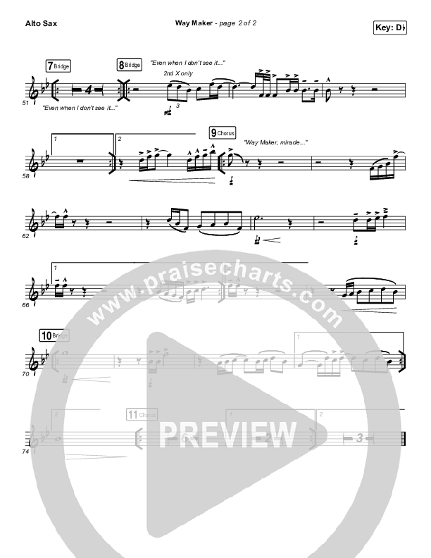 Way Maker (Live At Bethel) Alto Sax (Paul McClure / Hannah McClure / The McClures)