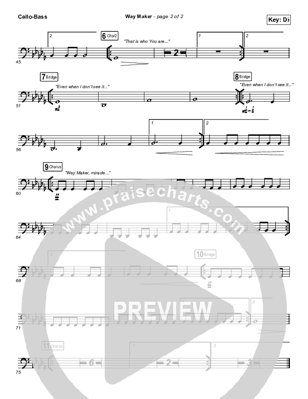 Way Maker (Live At Bethel) Cello/Bass (Paul McClure / Hannah McClure / The McClures)