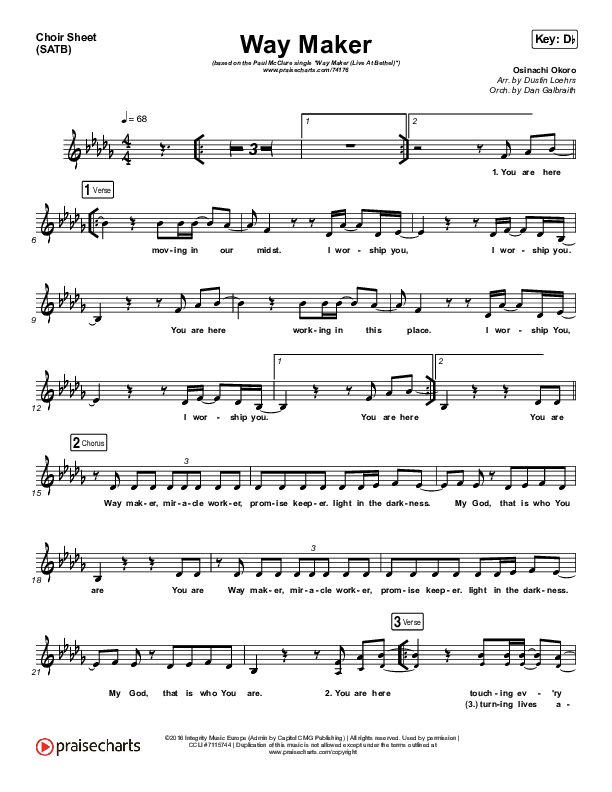 Way Maker (Live At Bethel) Choir Vocals (SATB) (Paul McClure / Hannah McClure / The McClures)