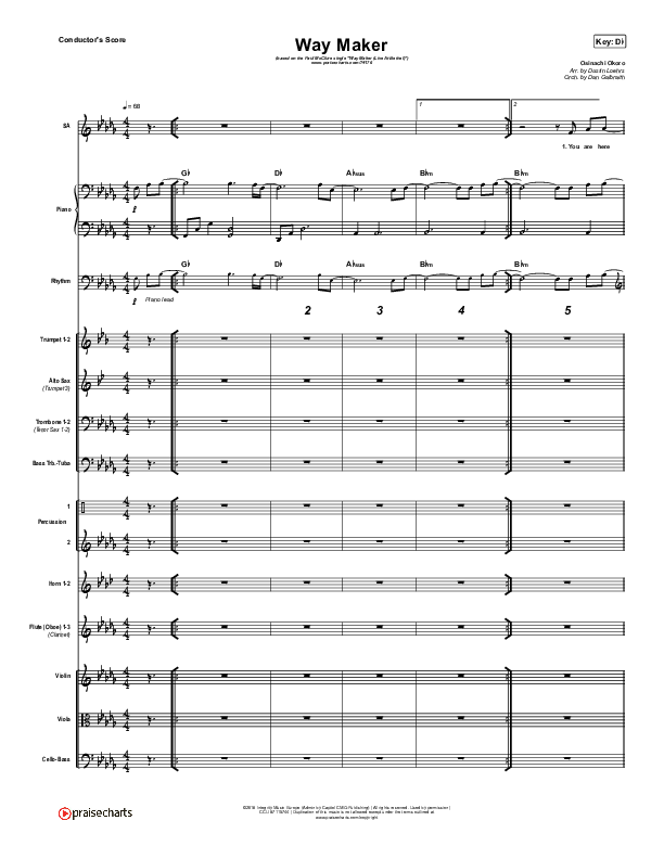 Way Maker (Live At Bethel) Conductor's Score (Paul McClure / Hannah McClure / The McClures)