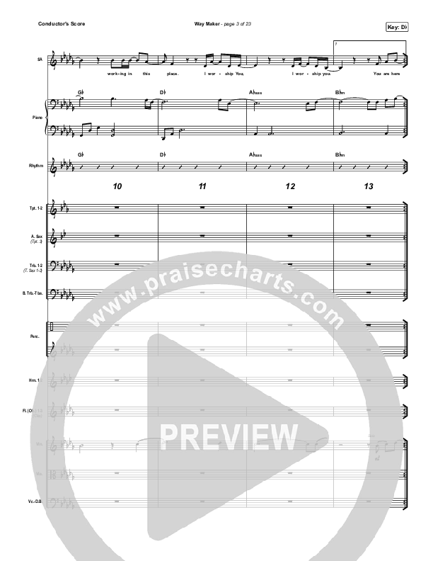 Way Maker (Live At Bethel) Conductor's Score (Paul McClure / Hannah McClure / The McClures)