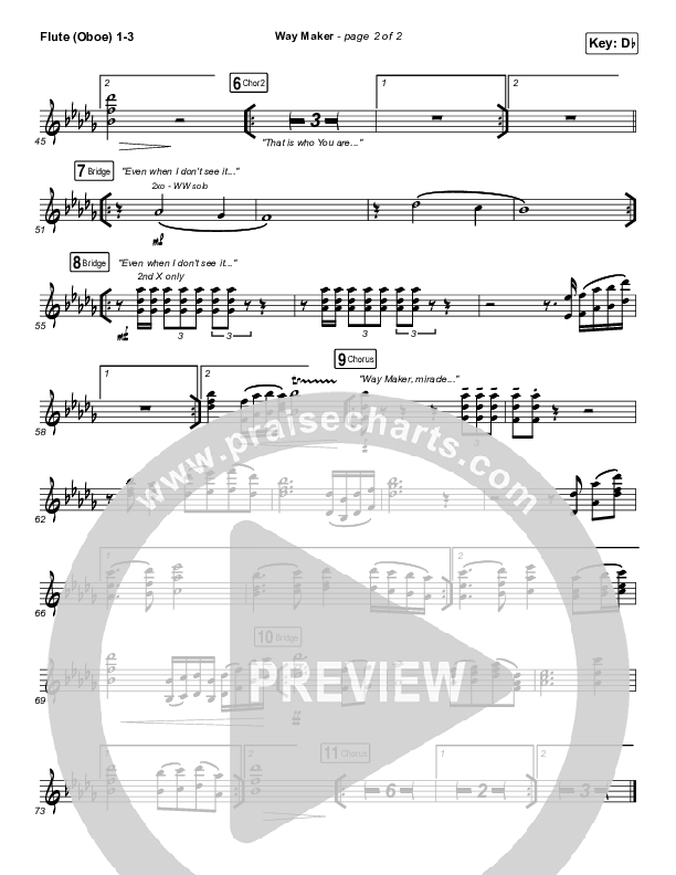 Way Maker (Live At Bethel) Flute/Oboe 1/2/3 (Paul McClure / Hannah McClure / The McClures)