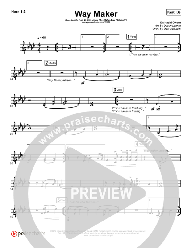 Way Maker (Live At Bethel) Brass Pack (Paul McClure / Hannah McClure / The McClures)