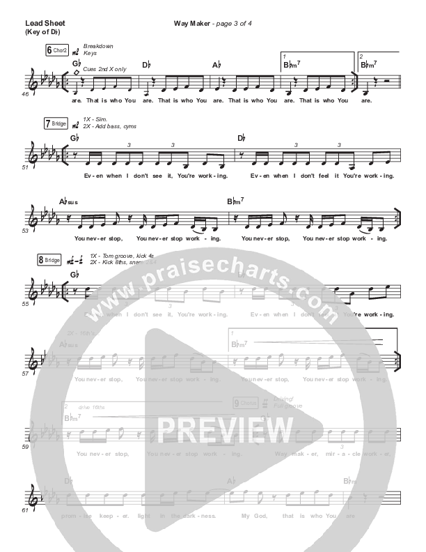 Way Maker (Live At Bethel) Lead Sheet (Melody) (Paul McClure / Hannah McClure / The McClures)