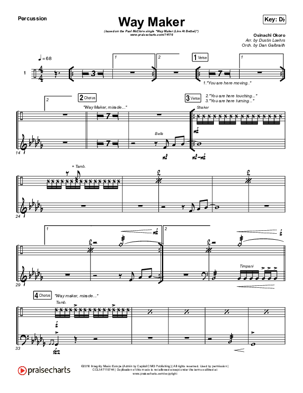 Way Maker (Live At Bethel) Percussion (Paul McClure / Hannah McClure / The McClures)